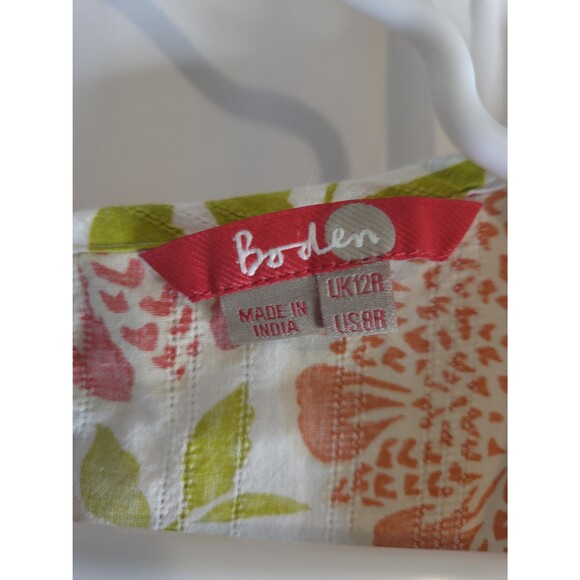 Boden Floral Cotton Dress – Coral Orange Flower Print Summer Boho Knee Length - Picture 7 of 10